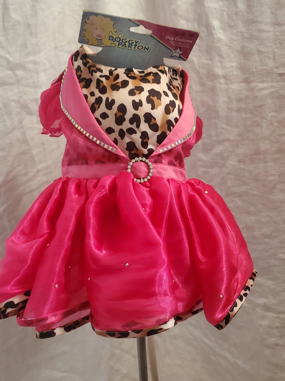 Dolly Parton M/L Hot Pink & Leopard Dog Dress